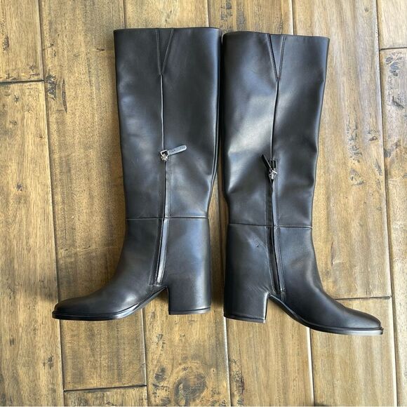 Nordstrom Hanna Boots Black Leather Knee High Tall Boot Side Zipper Size 6.5 - Picture 6 of 11